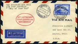 ZEPPELINPOST 107Ba BRIEF, 1931, Fahrt Nach Nürnberg, Auflieferung Fr`hafen, Frankiert Mit 2 RM Südamerikafahrt - Zeppelins