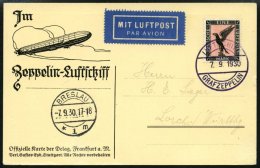 ZEPPELINPOST 83Aa BRIEF, 1930, Fahrt Nach Breslau, Bordpost, Karte Feinst - Zeppelins