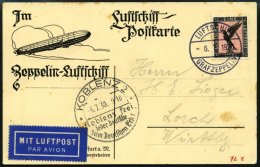 ZEPPELINPOST 72h BRIEF, 1930, Fahrt In Das Befreite Rheinland, Abwurf Koblenz, Bordpost, Karte Feinst (minimal Fleckig - Zeppelin