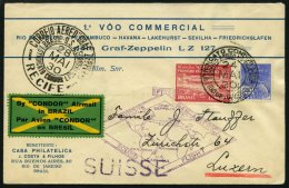 ZEPPELINPOST 59B BRIEF, 1930, Heimfahrt, Frankiert Mit 10000 Rs., Prachtbrief In Die Schweiz - Zeppelin