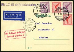 ZEPPELINPOST 38e BRIEF, 1929, Bayernfahrt, Abwurf München, Prachtkarte - Zeppelin
