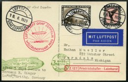 ZEPPELINPOST 30Bc BRIEF, 1929, Weltrundfahrt, Bordpost, Fr`hafen-Lakehurst, Frankiert Mit 4 RM, Prachtkarte - Zeppelins