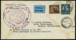 ZEPPELINPOST 28A BRIEF, 1929, Weltrundfahrt, US-Post, Lakehurst-Fr`hafen, Prachtbrief - Zeppelines