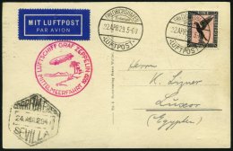 ZEPPELINPOST 24A BRIEF, 1929, Mittelmeerfahrt, Poststempel Fr`hafen, Prachtkarte - Zeppelins