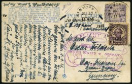 ZEPPELINPOST 22B BRIEF, 1928, Amerikafahrt, US-Post Zur Rückfahrt Mit Poststempel, Prachtkarte - Zeppelines