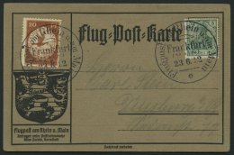 ZEPPELINPOST 15 BRIEF, 1912, 20 Pf. E.EL.P. Auf Flugpost-Sonderkarte Mit 5 Pf. Zusatzfrankatur, Sonderstempel FRANKFURT - Zeppelins