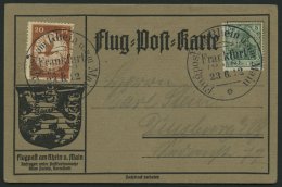 ZEPPELINPOST 15 BRIEF, 1912, 20 Pf. E.EL.P. Auf Flugpost-Sonderkarte Mit 5 Pf. Zusatzfrankatur, Sonderstempel FRANKFURT - Zeppelin