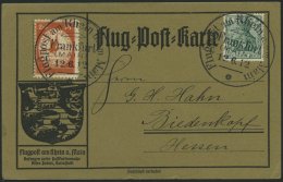 ZEPPELINPOST 11 BRIEF, 1912, 20 Pf. Flp. Auf Rhein Und Main Auf Flugpost-Sonderkarte Mit 5 Pf. Zusatzfrankatur, Sonderst - Airmail & Zeppelin