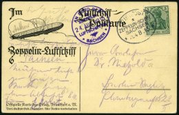 ZEPPELINPOST 8a BRIEF, 1913, Luftschiff Sachsen, Bordpoststempel Und Bordstempel Vom 24.8.13 Von Der Fahrt Leipzig - Sch - Zeppelines