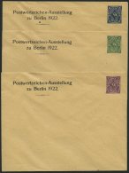 GANZSACHEN PU 71,73,75 BRIEF, Privatpost: 1922, 2, 4 Und 6 Pf. Posthorn Postwertzeichen-Ausstellung Zu Berlin 1922, Unge - Andere & Zonder Classificatie