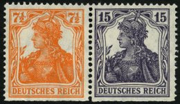 ZUSAMMENDRUCKE W 11ba **, 1920, Germania 71/2 + 15, Feinst (unten Starke Heftchenzähnung), Mi. 380.- - Se-Tenant