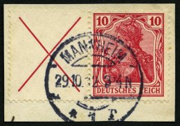 ZUSAMMENDRUCKE W 4 BrfStk, 1912, Germania X + 10, Prachtbriefstück, Mi. 600.- - Se-Tenant