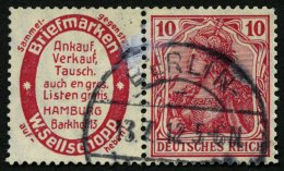 ZUSAMMENDRUCKE W 3.24 O, 1911, Briefmarken W. Sellschopp + 10 Pf., Feinst (Zähnung Teils Etwas Nachgestochen), Mi. - Se-Tenant