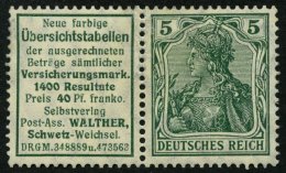 ZUSAMMENDRUCKE W 2.16 *, 1911, Übersichtstabellen + 5 Pf., Feinst, Mi. 780.- - Se-Tenant