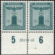 DIENSTMARKEN D 162HAN **, 1942, 16 Pf. Grünblau Im Unterrandpaar Mit HAN 23110.41, Pracht, Gepr. Schlegel, Mi. 200. - Service