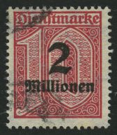 DIENSTMARKEN D 97Y O, 1923, 2 Mio. M. Auf 10 Pf. Lilarot, Wz. Liegend, Pracht, Fotoattest Dr. Oechsner, Mi. 4000.- - Oficial