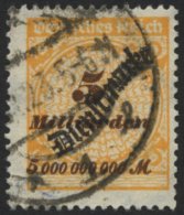 DIENSTMARKEN D 85 O, 1923, 5 Mrd. M. Lebhaftgelblichorange/siena, üblich Gezähnt Pracht, Gepr. Peschl, Mi. 110 - Officials