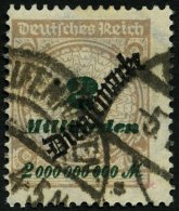 DIENSTMARKEN D 84 O, 1923, 2 Mrd. M. Mattsiena/schwarzgrün, Pracht, Gepr. Infla, Mi. 150.- - Service