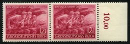 Dt. Reich 908VIII **, 1945, 12 Pf. Volkssturm Mit Abart Zweite Hand Von Links Verstümmelt, Im Waagerechten Paar Mit - Used Stamps