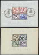 Dt. Reich Bl. 5/6 O, 1936, Blockpaar Olympische Spiele, Ersttags-Sonderstempel, Pracht, Mi. (180.-) - Used Stamps