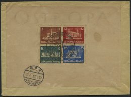 Dt. Reich Bl. 3 BRIEF, 1935, Block OSTROPA Mit Sonderstempel Rückseitig Auf Einschreibbrief, Feinst (etwas Fleckig) - Used Stamps