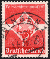 Dt. Reich 572y O, 1935, 12 Pf. Reichsberufswettkampf, Waagerechte Gummiriffelung, Obere Zahnreihe Etwas Stumpf Sonst Pra - Used Stamps