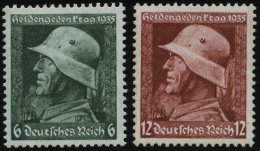 Dt. Reich 569/70x **, 1935, Heldengedenktag, Senkrechte Gummiriffelung, Pracht, Mi. 90.- - Used Stamps