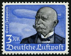 Dt. Reich 539x **, 1934, 3 RM Graf Zeppelin, Senkrechte Gummiriffelung, Pracht, Mi. 200.- - Used Stamps