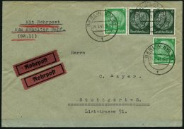Dt. Reich 515/6 BRIEF, 1941, 4 Und 6 Pf. Hindenburg, Je 2x Auf Rohrpostbrief Von BERLIN SW 61 Nach Stuttgart, Feinst - Used Stamps