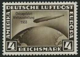 Dt. Reich 498 *, 1933, 4 RM Chicagofahrt, Pracht, Signiert - Other & Unclassified