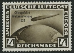 Dt. Reich 498 *, 1933, 4 RM Chicagofahrt, Pracht, Signiert - Autres & Non Classés