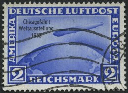 Dt. Reich 497 O, 1933, 2 RM Chicagofahrt, Teils Wellenstempel, Pracht, Mi. 250.- - Gebruikt