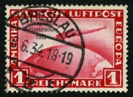 Dt. Reich 496 O, 1933, 1 RM Chicagofahrt, Feinst (winzige Knitterspuren), Mi. 500.- - Used Stamps