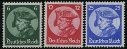 Dt. Reich 479-81 **, 1933, Friedrich Der Große, Normale Zähnung, Prachtsatz, Endwert Gepr. D. Schlegel, Mi. 3 - Other & Unclassified
