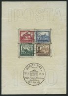Dt. Reich Bl. 1 O, 1930, Block IPOSTA, Sonderstempel, Ränder Fleckig Und Büge, Herzstück Pracht, Mi. 2000 - Used Stamps