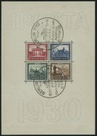 Dt. Reich Bl. 1 O, 1930, Block IPOSTA, Sonderstempel, Ränder Rückseitig Etwas Fleckig Sonst Pracht, Fotobefund - Autres & Non Classés