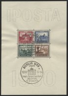 Dt. Reich Bl. 1 O, 1930, Block IPOSTA, Sonderstempel, Pracht, Mi. 2000.- - Used Stamps