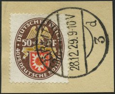 Dt. Reich 434I BrfStk, 1929, 50 Pf. Nothilfe Mit Abart PE Statt PF, Prachtbriefstück, Fotoattest A. Schlegel, Mi. ( - Used Stamps