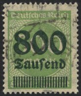 Dt. Reich 307 O, 1923, 800 Tsd. Auf 500 M. Gelblichgrün, Pracht, Gepr. Gaedicke, Mi. 2000.- - Used Stamps