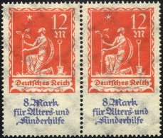 Dt. Reich 234VI **, 1922, 12 M. Allegorie Mit Abart Untere Hand Mit Taschentuch, Im Waagerechten Paar Mit Normaler Marke - Used Stamps