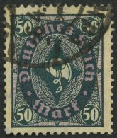 Dt. Reich 209PY O, 1922, 50 M. Schwarzbläulichgrün, Wz. Kreuzblüten, Kleine Zähnungsunebenheiten Son - Usati