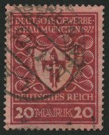 Dt. Reich 204b O, 1922, 20 M. Karminrot Gewerbeschau, Pracht, Gepr. Fleiner, Mi. 70.- - Andere & Zonder Classificatie