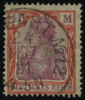 Dt. Reich 151Y O, 1920, 11/4 M. Orangerot/dunkelkarminlila, Wz. Kreuzblüten, Leichte Bugspur Sonst Pracht, Fotoatte - Usati