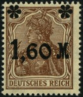 Dt. Reich 154Ib **, 1921, 1.60 M. Auf 5 Pf. Dunkelbraun, Aufdruck Mattglänzend, Pracht, Fotobefund Bechtold, Mi. 23 - Oblitérés