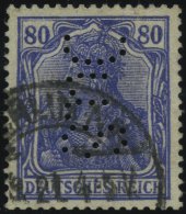 Dt. Reich 149aI O, 1920, 80 Pf. Lilaultramarin, Type I, Mit Firmenlochung, üblich Gezähnt Pracht, Gepr. Tworek - Gebruikt