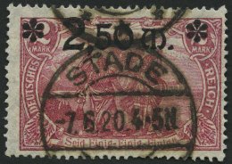 Dt. Reich 118b O, 1920, 2.50 M. Auf 2 M. Lilarosa, Pracht, Gepr. Dr. Oechsner, Mi. (250.-) - Usati