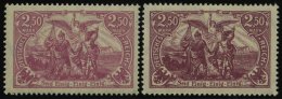 Dt. Reich 115a,d **, 1920, 2.50 M. Rosalila Und Dunkelpurpur, 2 Prachtwerte, Gepr. Infla, Mi. 65.- - Usados