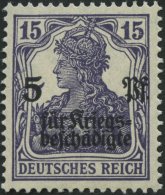 Dt. Reich 106b **, 1919, 15 Pf. Schwärzlichblauviolett Kriegsgeschädigte, Pracht, Gepr. Tworek, Mi. 60.- - Gebruikt