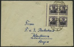 Dt. Reich 106a VB BRIEF, 1919, 15 Pf. Dunkelviolett Kriegsgeschädigte Im Randviererblock Mit Ersttagsstempel Auf Br - Oblitérés