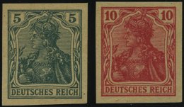 Dt. Reich 85/6IIV (*), 1915, 5 Und 10 Pf. Ungezähnt, Versuchsdrucke Auf Gelblichem Papier, Pracht, Mi. 300.- - Usati